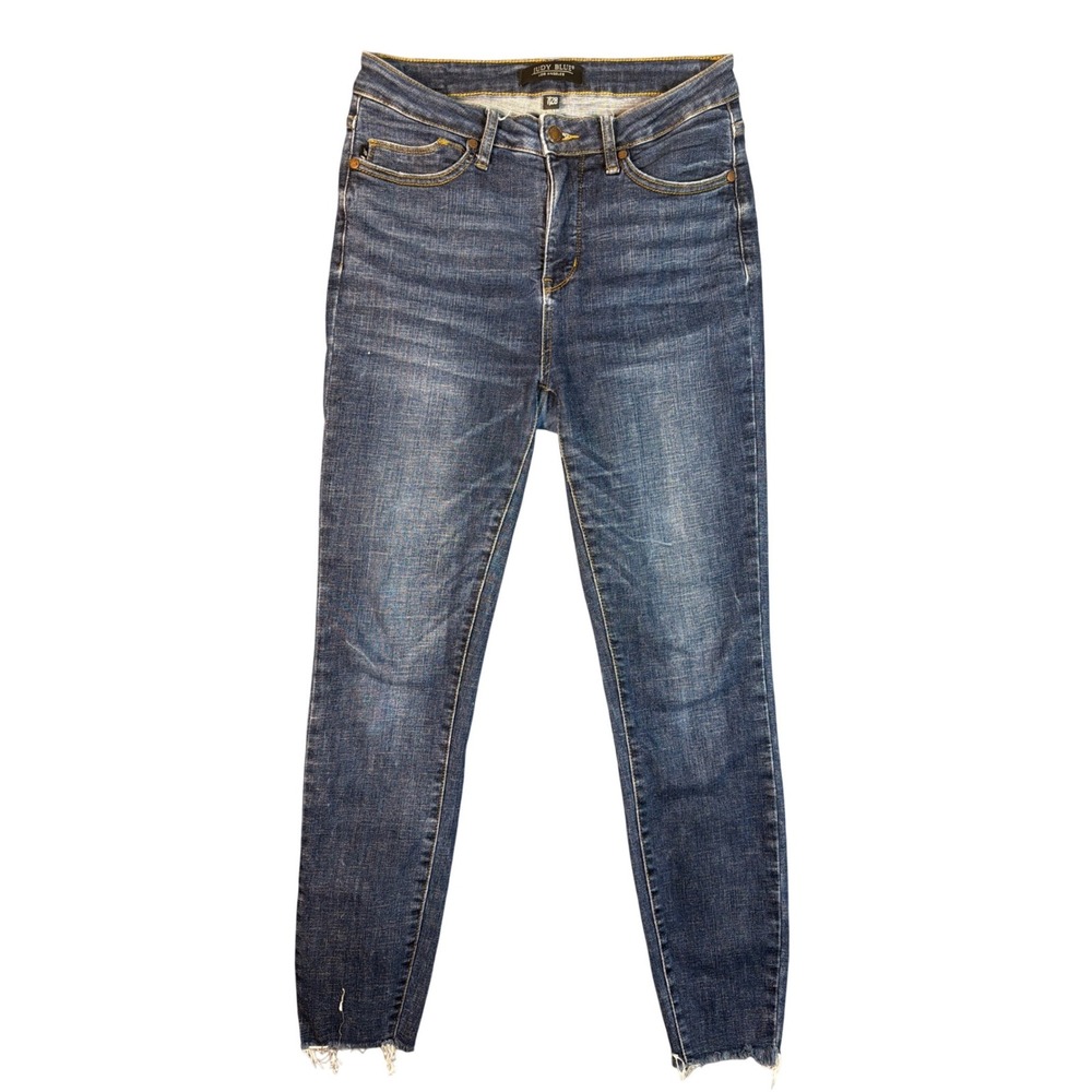 Judy Blue High Rise Skinny Jeans Dark Wash Raw Hem JB88527 Mens 7/28